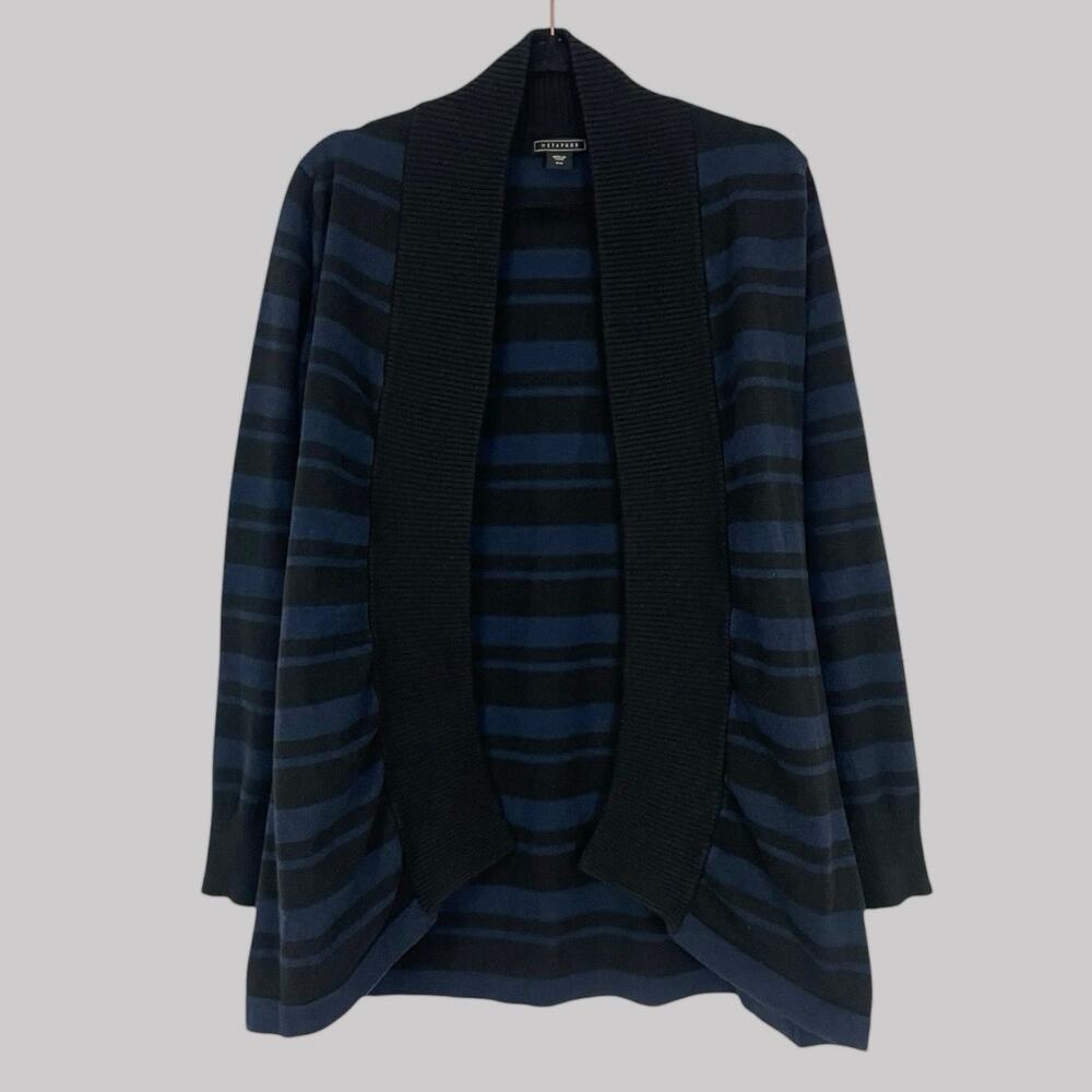 💙3 for $15 Metaphor Navy Blue and Black Striped Knit Cardigan Sweater